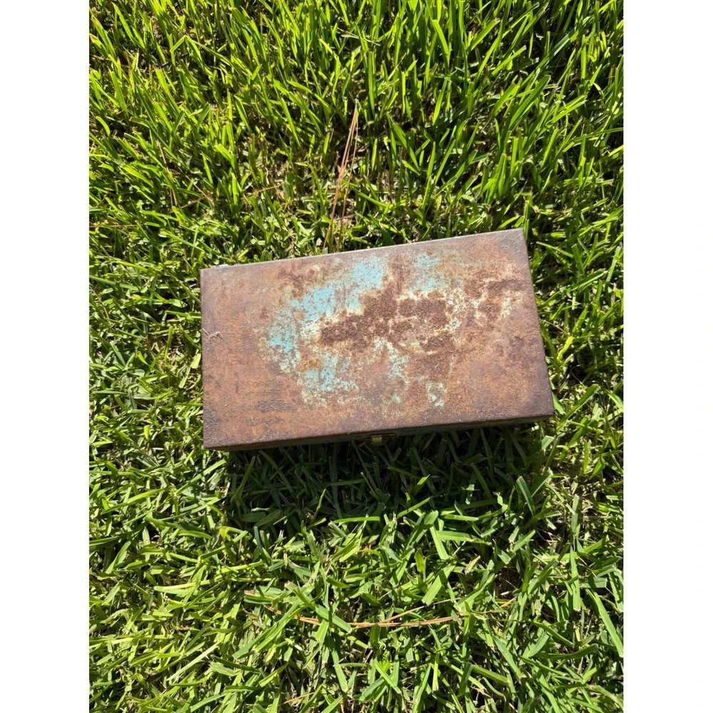 Vintage BernzOmatic Metal Tool Box Blue Industrial Rust Patina Storage Chest